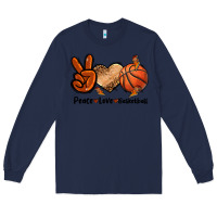 Navy Peace Love Basketball Long Sleeve Tee - FaDigitalArtStudio