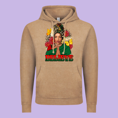 Believe Black Woman Vintage Hoodie Designed By Fadigitalartstudio