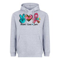 Heather Grey peace love  cure Heavyweight Hoodie - AdoDesignShop