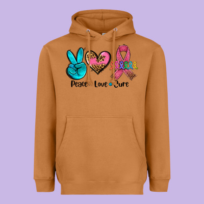 Peace Love  Cure Heavyweight Hoodie Designed By Adodesignshop