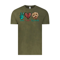 Vintage Olive Peace Love Toy Poodle Vintage Tee - Jasminsmagicworld