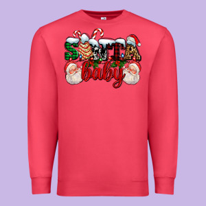 Santa Baby With Santa And Christmas Tree Cake Premium Sweatshirt Designed By Adodesignshop