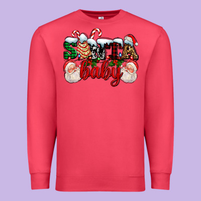 Santa Baby With Santa And Christmas Tree Cake Premium Sweatshirt Designed By Adodesignshop