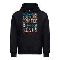 Black all i need is a little bit of coffee and o whole lot of jesus Urban Hoodie - JahusDesignShop