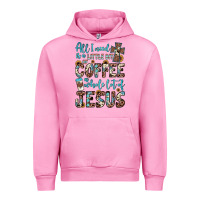 Fuchsia Pink all i need is a little bit of coffee and o whole lot of jesus Urban Hoodie - JahusDesignShop