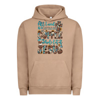 Pigment Burro all i need is a little bit of coffee and o whole lot of jesus Urban Hoodie - JahusDesignShop