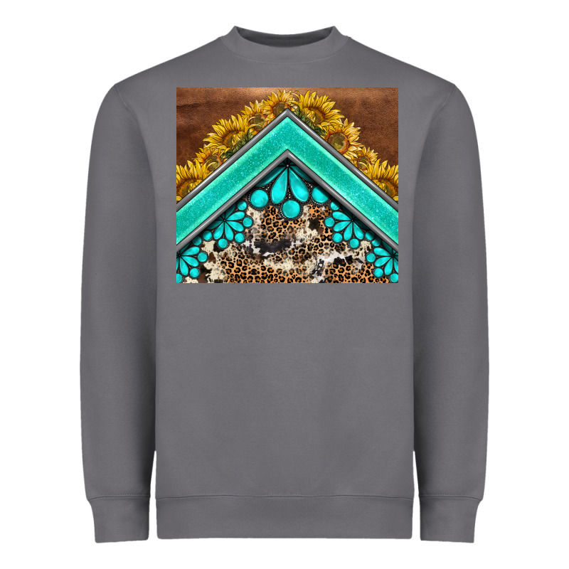 Western  Sunflower Turquise Gemstone  Tumbler Heavyweight Sweatshirt by BarkalooDesign | Teevron