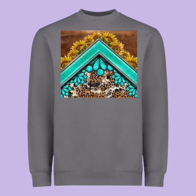 Western  Sunflower Turquise Gemstone  Tumbler Heavyweight Sweatshirt Designed By Barkaloodesign