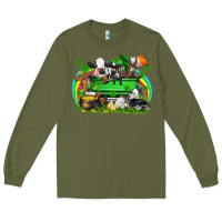 Army Green St. Patrick's Day farm animal truck Long Sleeve Tee - FaDigitalArtStudio