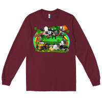 Burgundy St. Patrick's Day farm animal truck Long Sleeve Tee - FaDigitalArtStudio