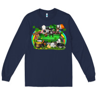 Navy St. Patrick's Day farm animal truck Long Sleeve Tee - FaDigitalArtStudio