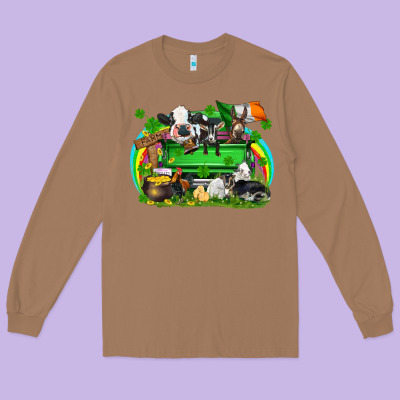 St. Patrick's Day Farm Animal Truck Long Sleeve Tee Designed By Fadigitalartstudio