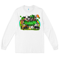 White St. Patrick's Day farm animal truck Long Sleeve Tee - FaDigitalArtStudio