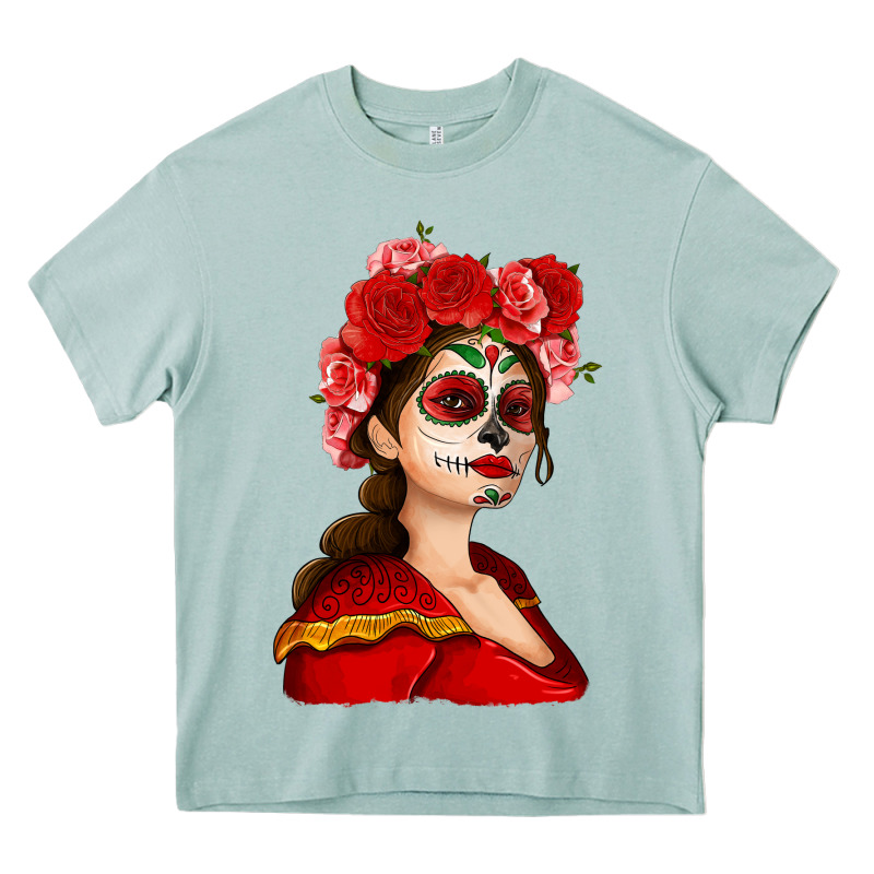 Sugar Skull Girl Heavy Core Tee by NancyCooperArtShop | Teevron