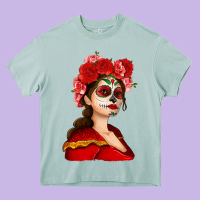 Sugar Skull Girl Heavy Core Tee Designed By Nancycooperartshop