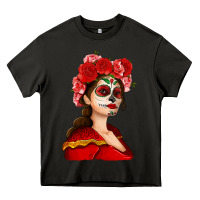 Asphalt Sugar skull girl Heavy Core Tee - NancyCooperArtShop