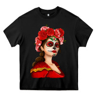 Black Sugar skull girl Heavy Core Tee - NancyCooperArtShop