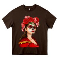 Chocolate Brown Sugar skull girl Heavy Core Tee - NancyCooperArtShop
