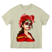 Mossy Sugar skull girl Heavy Core Tee - NancyCooperArtShop