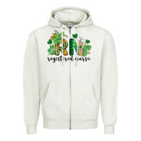 Oatmeal Heather st. patricks day registered nurse rn Zipper Hoodie - BarkalooDesign
