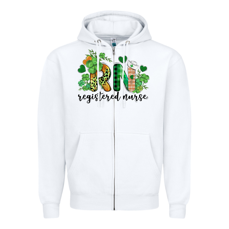 St. Patricks Day Registered Nurse Rn Zipper Hoodie by BarkalooDesign | Teevron