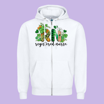 St. Patricks Day Registered Nurse Rn Zipper Hoodie Designed By Barkaloodesign
