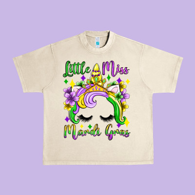 Little Miss Mardi Gras Unicorn  Olivia Urban Heavy Tee Designed By Oliviacreatesart
