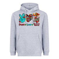 Heather Grey peace love dia de los muertos Heavyweight Hoodie - AdoDesignShop