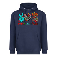 Navy peace love dia de los muertos Heavyweight Hoodie - AdoDesignShop