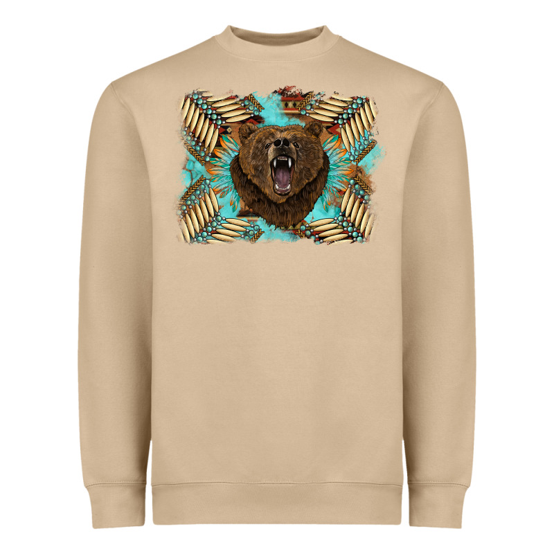 Bear Native American Background Heavyweight Sweatshirt by BarkalooDesign | Teevron