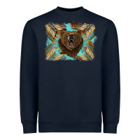 Navy bear native American background Heavyweight Sweatshirt - BarkalooDesign