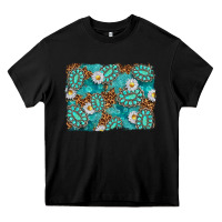 Black Leopard and Turquoise Gemstone Background Heavy Core Tee - texasbilliewilder