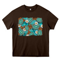 Chocolate Brown Leopard and Turquoise Gemstone Background Heavy Core Tee - texasbilliewilder