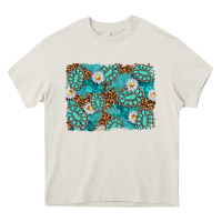 Cream Leopard and Turquoise Gemstone Background Heavy Core Tee - texasbilliewilder