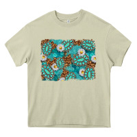 Mossy Leopard and Turquoise Gemstone Background Heavy Core Tee - texasbilliewilder