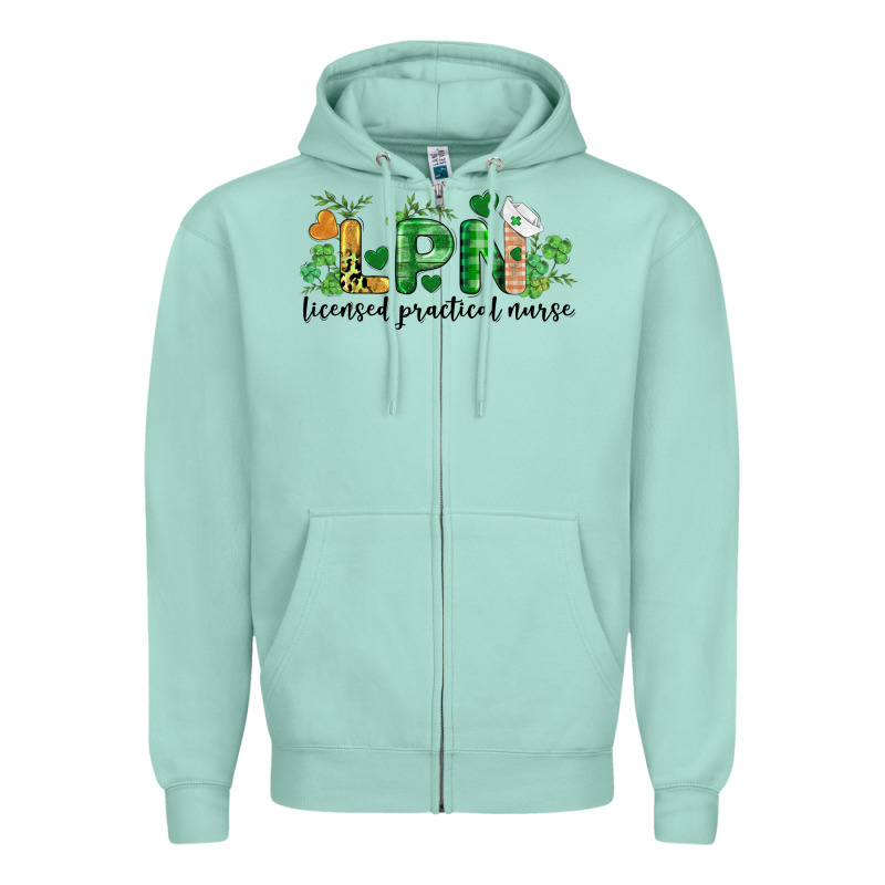 St. Patricks Day Registered Nurse Lpn Heart Zipper Hoodie by BarkalooDesign | Teevron