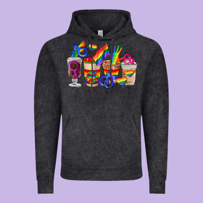 Lgbt Coffee Cups Vintage Hoodie Designed By Fadigitalartstudio