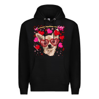 Black valentine's day  chihuahua Premium Hoodie - RanaPortraitStore