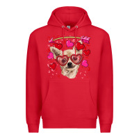 Red valentine's day  chihuahua Premium Hoodie - RanaPortraitStore