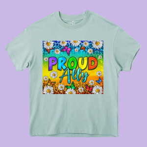 Lgbtq+ Proud Ally With Daisy Heavy Core Tee Designed By Nancycooperartshop
