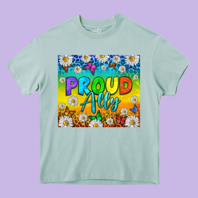 Lgbtq+ Proud Ally With Daisy Heavy Core Tee Designed By Nancycooperartshop