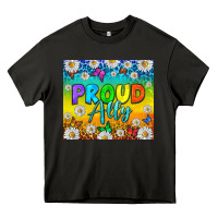 Asphalt LGBTQ+ proud ally with daisy Heavy Core Tee - NancyCooperArtShop