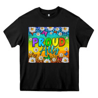 Black LGBTQ+ proud ally with daisy Heavy Core Tee - NancyCooperArtShop