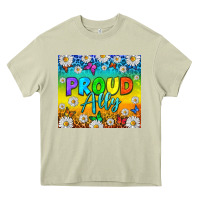 Mossy LGBTQ+ proud ally with daisy Heavy Core Tee - NancyCooperArtShop
