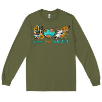 Army Green peace love bull skull bbs Long Sleeve Tee - BundleAndBundleShop