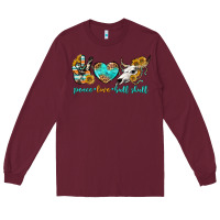 Burgundy peace love bull skull bbs Long Sleeve Tee - BundleAndBundleShop