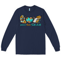 Navy peace love bull skull bbs Long Sleeve Tee - BundleAndBundleShop