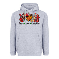 Heather Grey peace love firefighter Heavyweight Hoodie - AdoDesignShop