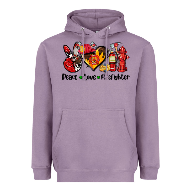 Peace Love Firefighter Heavyweight Hoodie by AdoDesignShop | Teevron