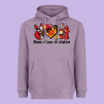 Peace Love Firefighter Heavyweight Hoodie Designed By Adodesignshop